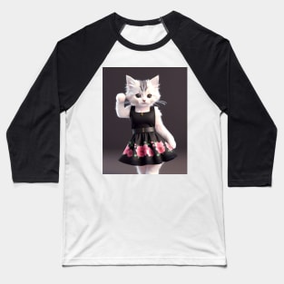 Cat with flower dress - Modern digital art Baseball T-Shirt